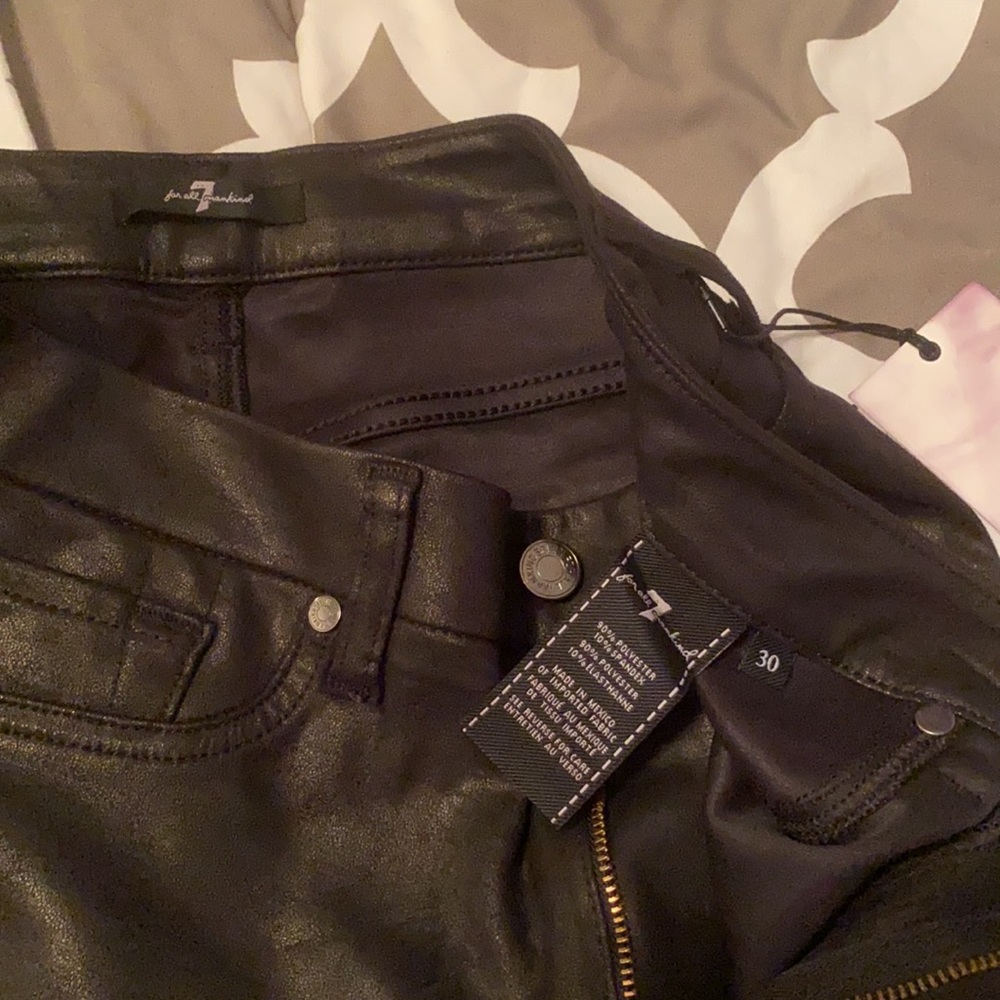7 For All Mankind Coated Black Skinny Jeans - Size 30 - Picture 4 of 5